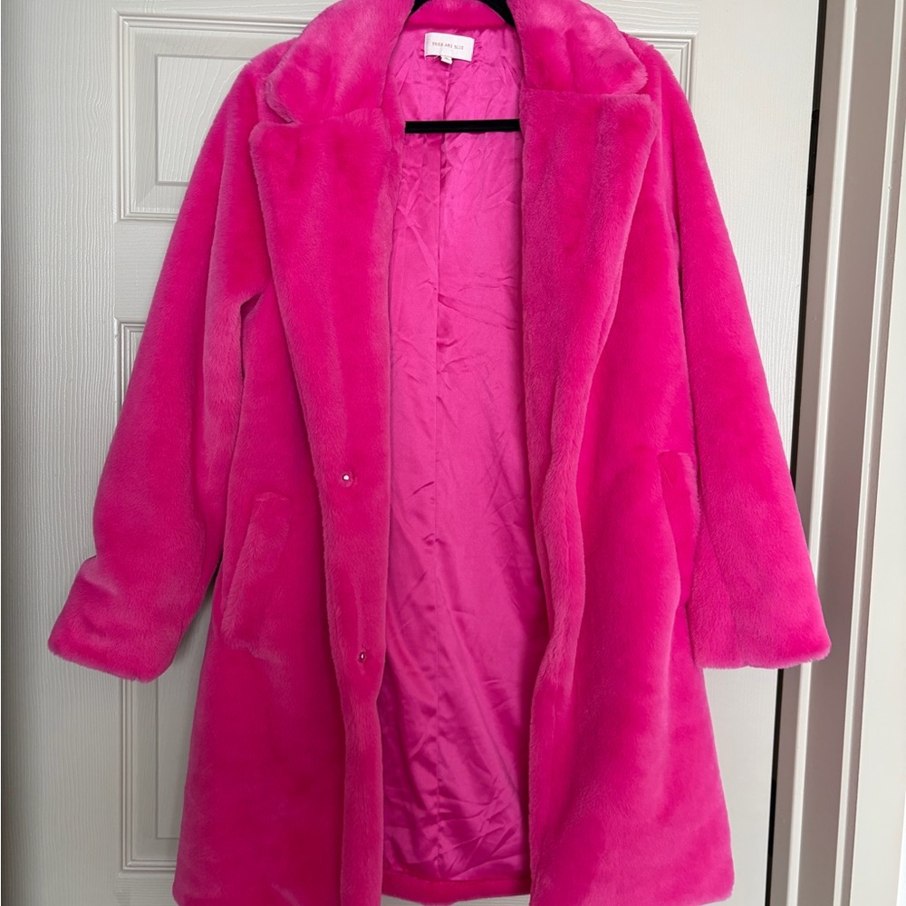 Skies Are Blue Fuchsia Teddy Jacket